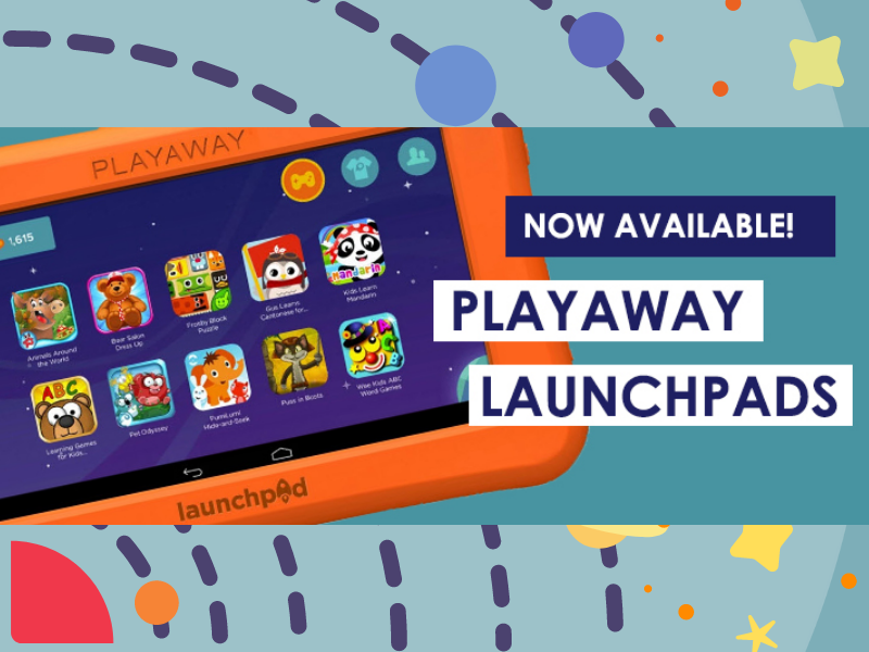 Multicolor arc background, playaway launchpad logo, multi-title design