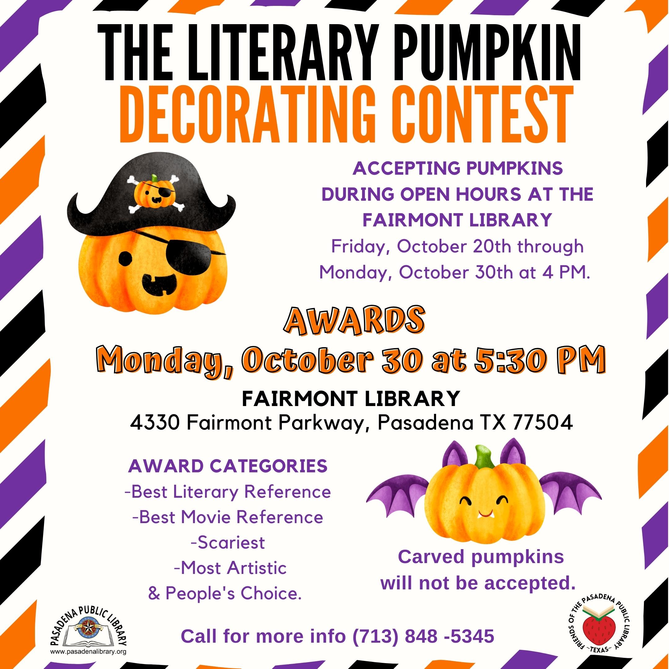 Literacy Pumpkin Decorating Contest - AWARD