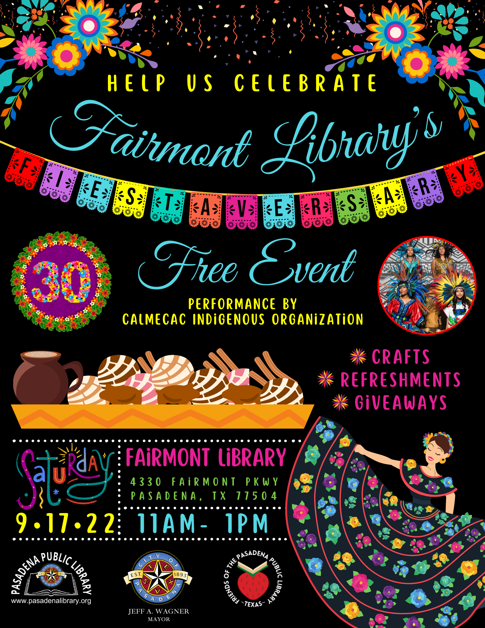 Fairmont Library's 30th Fiestaversary | Saturday, September 17, 2022 from 11AM to 1PM