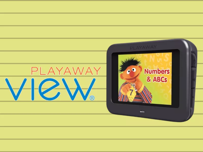 yellow striped background, playaway view logo, ernie&#039;s numbers and abc title