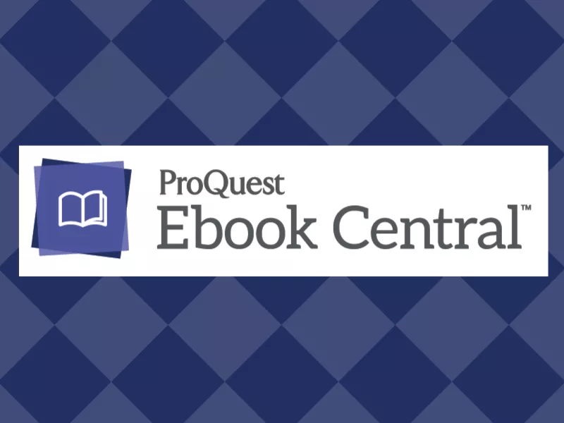 ProQuest logo with white rectangle and light/dark blue diamond background