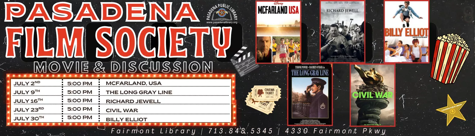 July flyer for the Pasadena Film Society