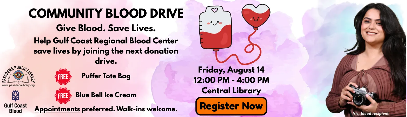 August Blood Drive at the Pasadena Public Library