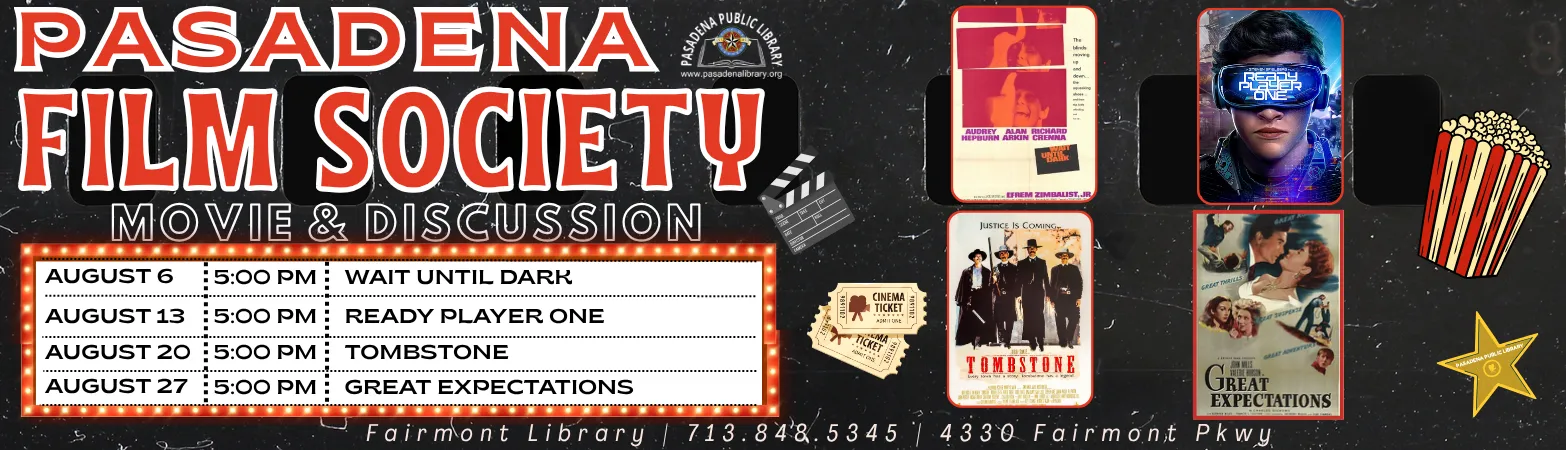 August flyer for the Pasadena Film Society