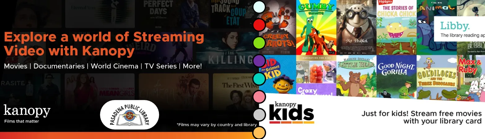 Kanopy flyer advertising free access to movies with a library card