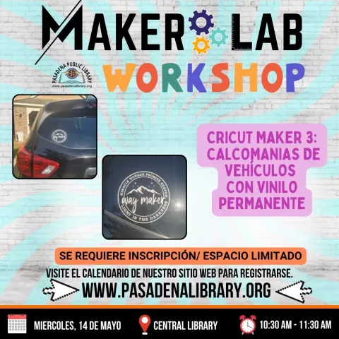 CENTRAL: Maker Lab Workshop En Español - Cricut Masker (RR)