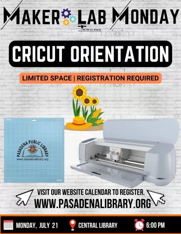 CENTRAL: Maker Lab Monday - Cricut Orientation (RR)