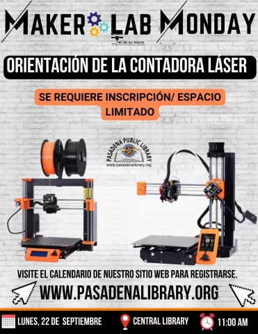 CENTRAL: Maker Lab Monday en Español- Orientación del Cortador Láser (RR)