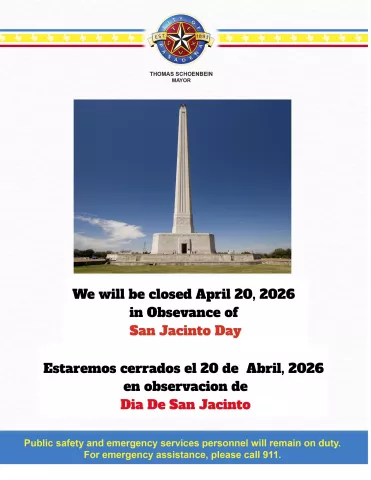 Closed In Observance of San Jacinto Day