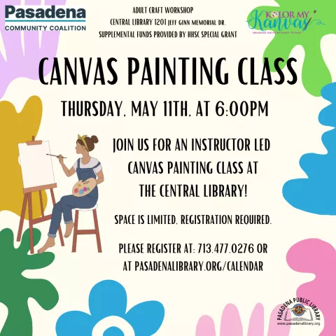 CENTRAL: Adult Craft: Kolor My Canvas presented with Pasadena Community Coalition